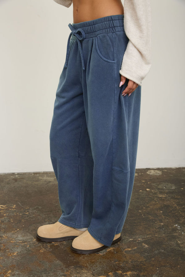 The Off the Clock Barrel Pants - Vintage Blue