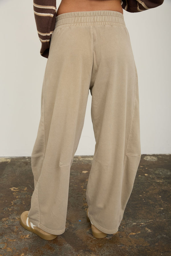 The Off the Clock Barrel Pants - Taupe