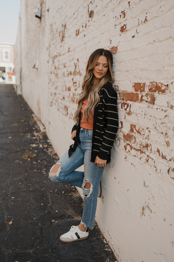 THE TIME IS RIGHT STRIPE CARDIGAN