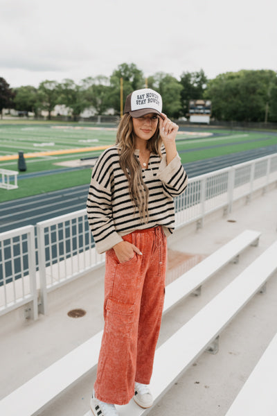 WASHED LINEN CARGO PANTS