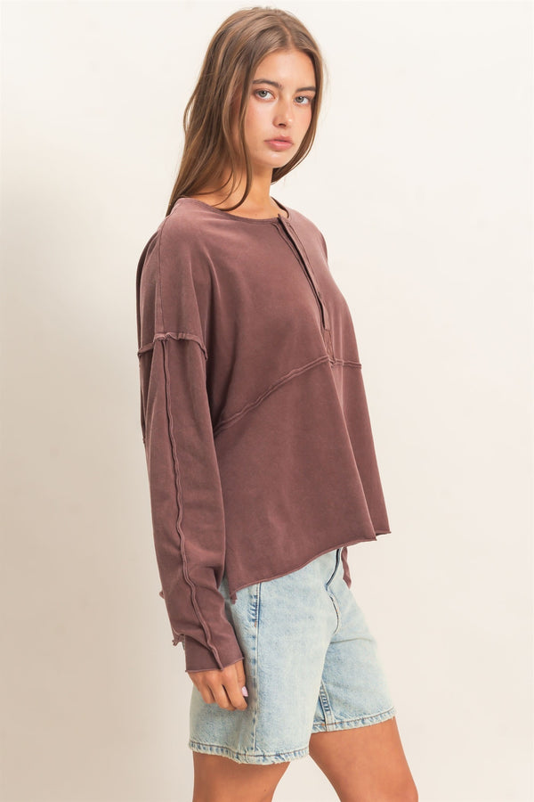 The Free Flow Henley - Brown