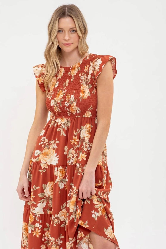 WEDDING SEASON FLORAL MIDI DRESS