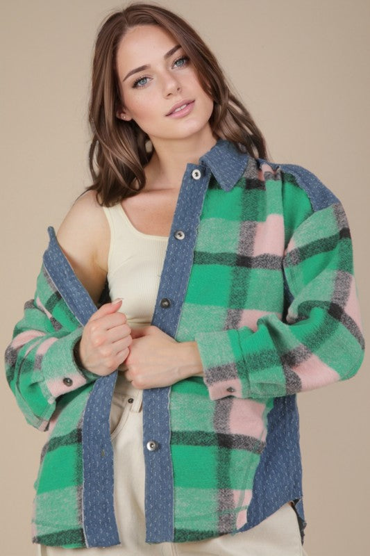The Ridgewood Plaid Denim Shacket