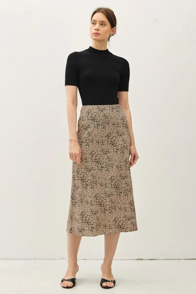 CONFIDENT STRIDES LEOPARD PRINT MIDI SKIRT