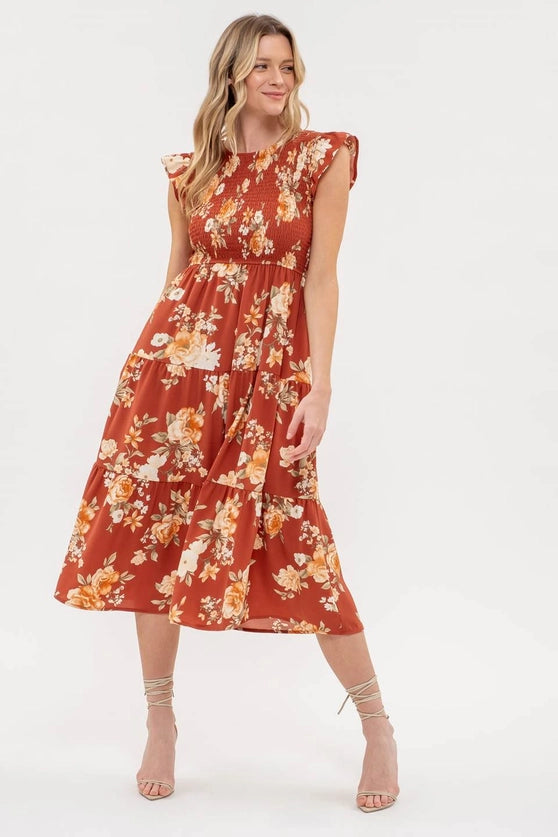 WEDDING SEASON FLORAL MIDI DRESS