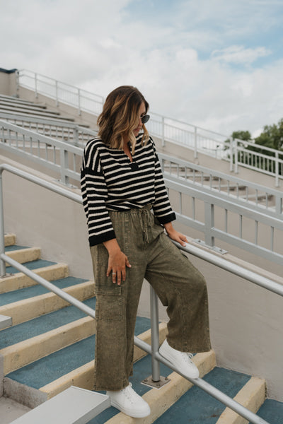 WASHED LINEN CARGO PANTS