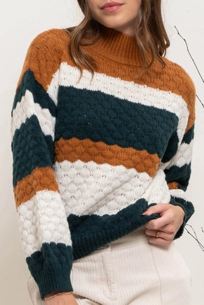 Striped Multicolor Knit Pullover Sweater