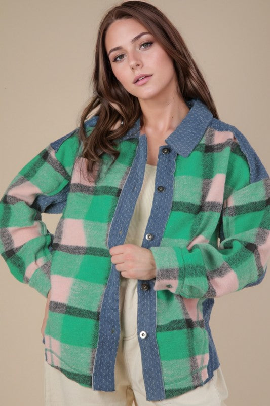 The Ridgewood Plaid Denim Shacket