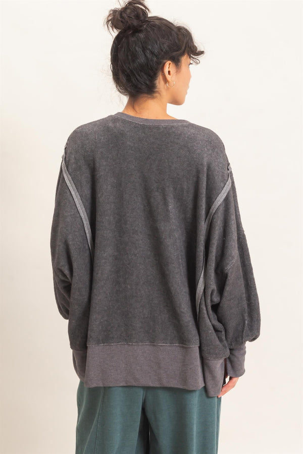 Out & About Oversized Crew - Charcoal