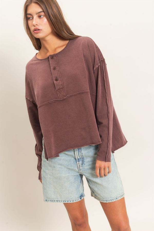 The Free Flow Henley - Brown