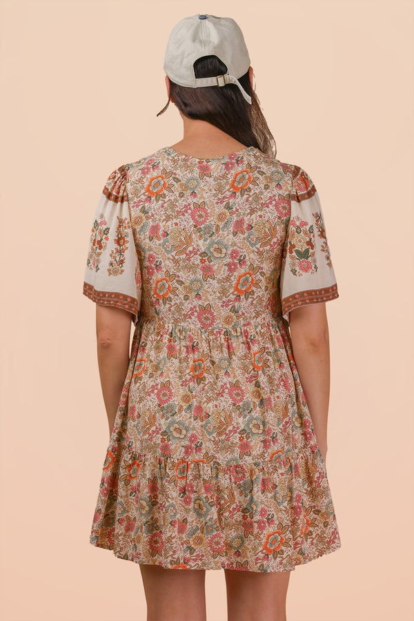 Boho Bloom Button Mini Dress