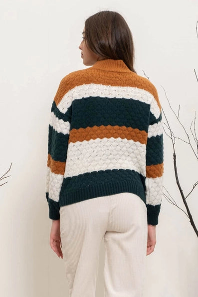 Striped Multicolor Knit Pullover Sweater