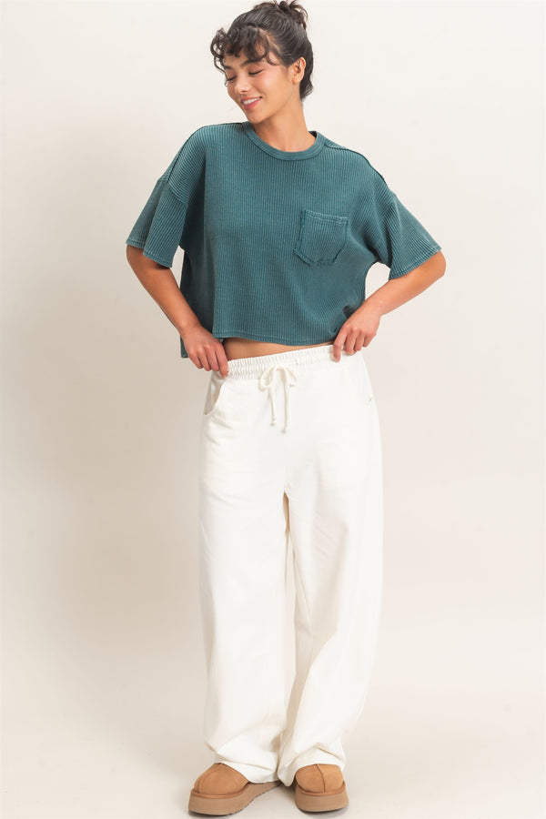 Easy Days Waffle Top -  Teal