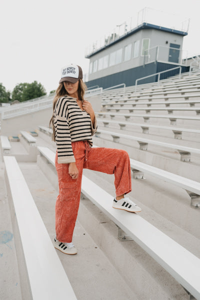 WASHED LINEN CARGO PANTS