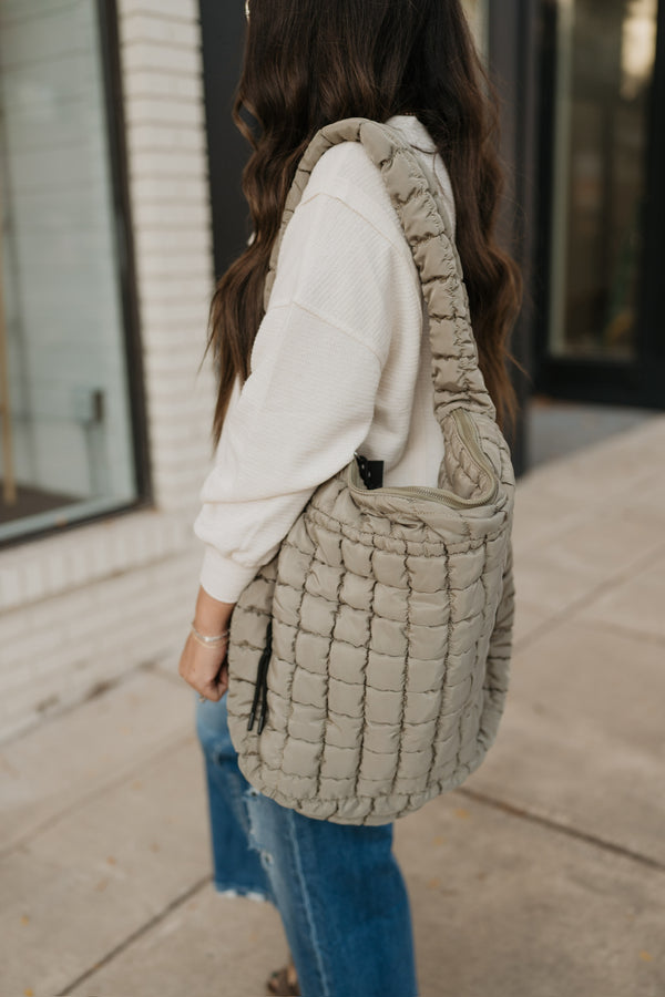 PREMIUM OVERSIZED QUILTED CARRYALL CROSSBODY BAG