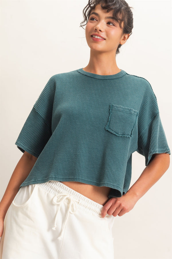 Easy Days Waffle Top -  Teal