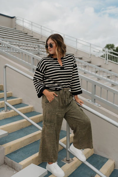 WASHED LINEN CARGO PANTS