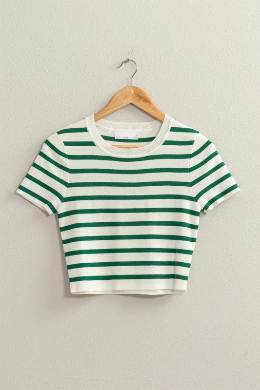 LILLY STRIPED SHORT SLEEVE CROP TOP
