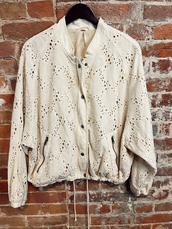 FP Daisy Jane Cotton Embroidered Bomber Jacket