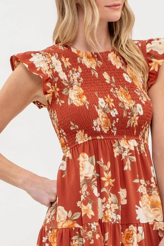 WEDDING SEASON FLORAL MIDI DRESS