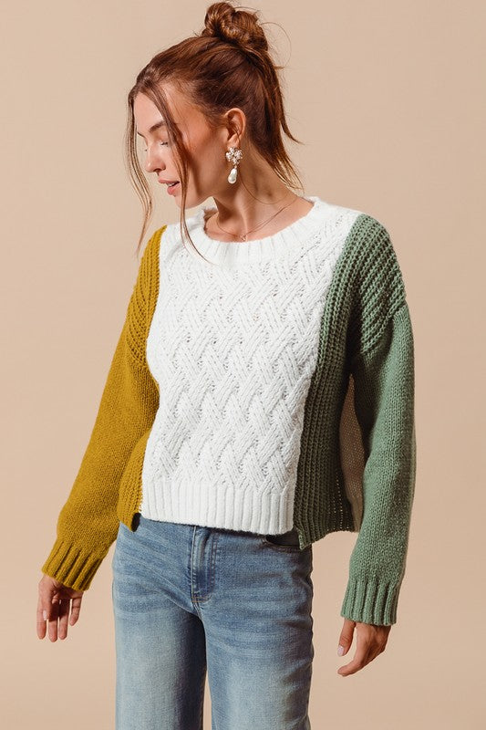 Woven Harmony Color Block Sweater