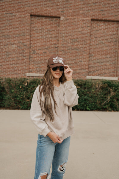 ACID WASH OVERSIZED FLEECE PULLOVER