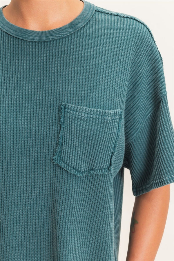 Easy Days Waffle Top -  Teal