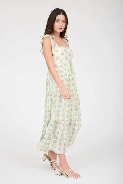 The Mixed Print Midi Dress