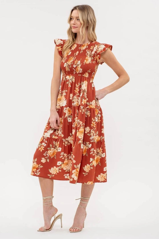 WEDDING SEASON FLORAL MIDI DRESS