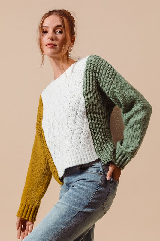 Woven Harmony Color Block Sweater