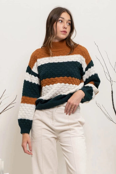 Striped Multicolor Knit Pullover Sweater