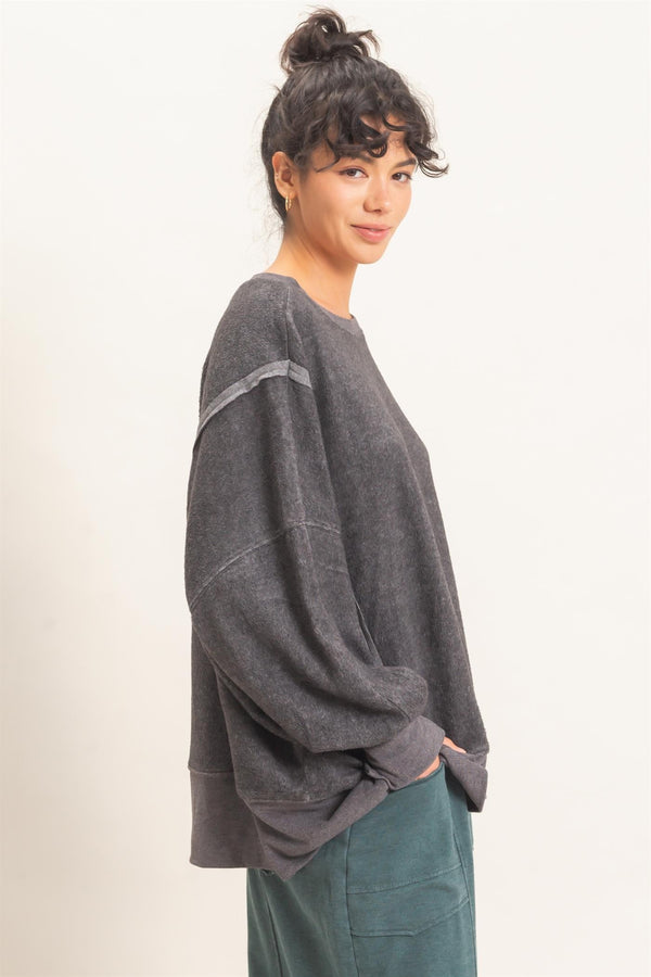 Out & About Oversized Crew - Charcoal