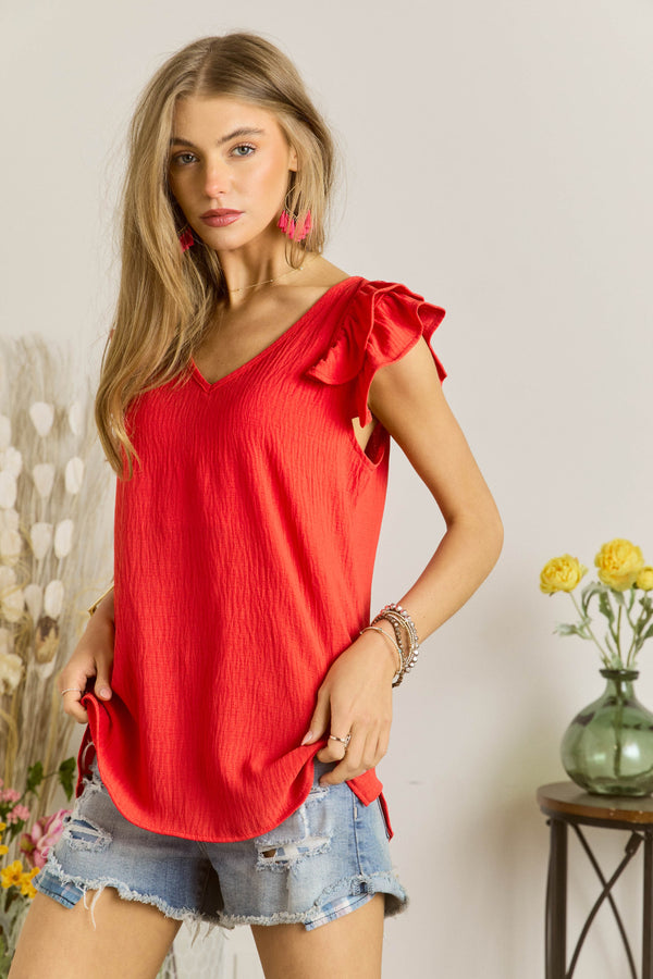 TOTALLY CONVINCED RUFFLE TOP