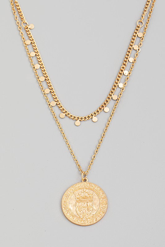 FRENCH COIN PENDANT NECKLACE