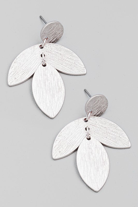 BRUSHED LEAF DROP EARRINGS